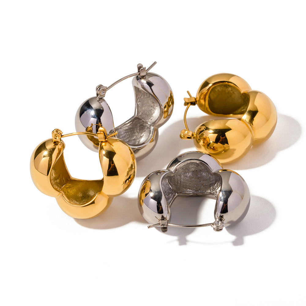 Gold Stainless Steel Hemisphere Earrings