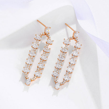 Geometric Oval Micro-studded Zirconia Earrings