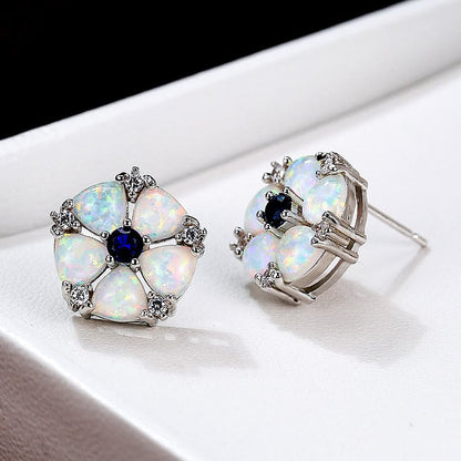 Opal Flower Shaped Earrings