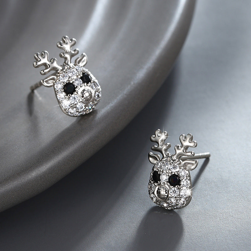 Cute Deer Inlaid Zircon Earrings