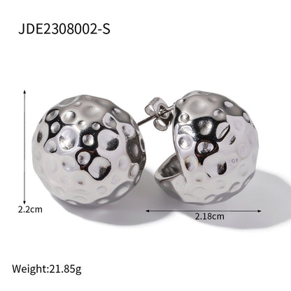 Titanium Steel Ball Hammer Set Zirconium Earrings
