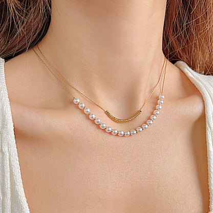 Titanium Steel Pearl Temperament Necklace