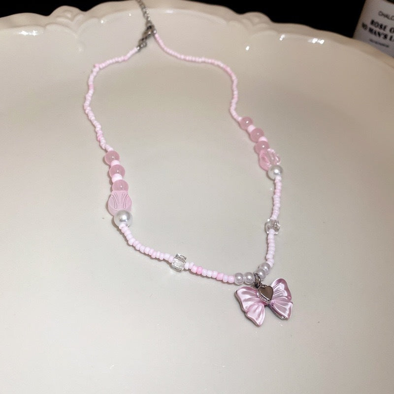 Pearl Butterfly Cross Necklace