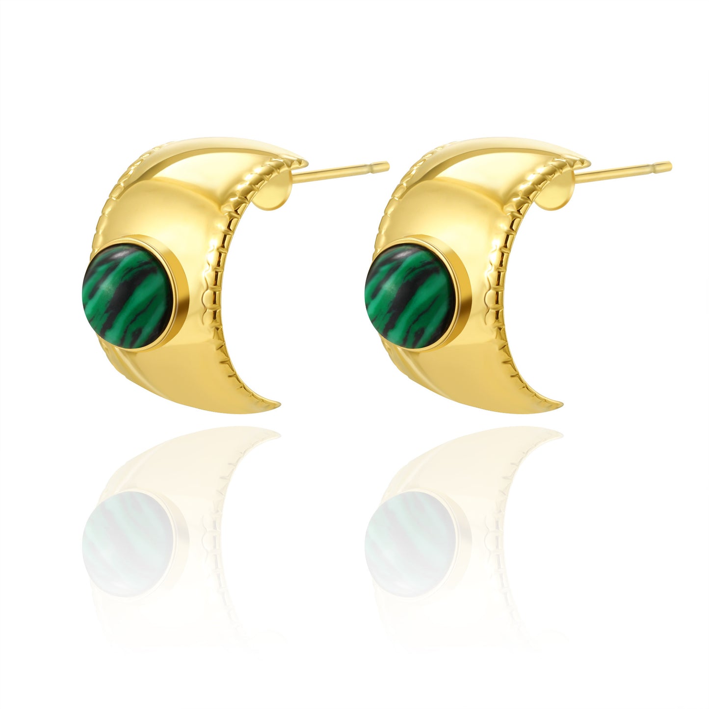 Colored Stone Stainless Steel Electric Gold-plated Earrings