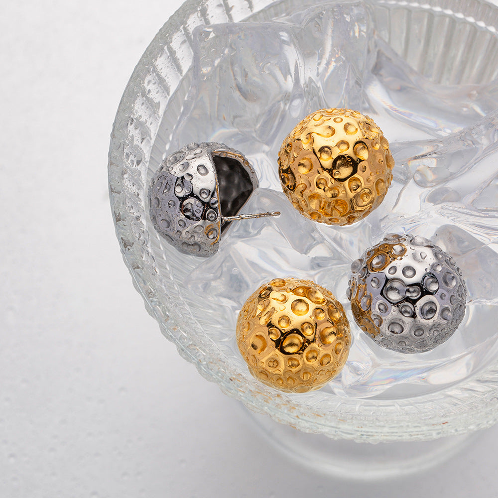 Titanium Steel Ball Hammer Set Zirconium Earrings