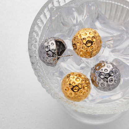 Titanium Steel Ball Hammer Set Zirconium Earrings