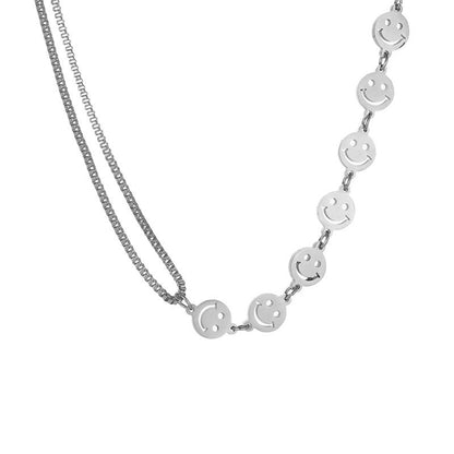 Hip Hop Titanium Steel Smiley Face Necklace