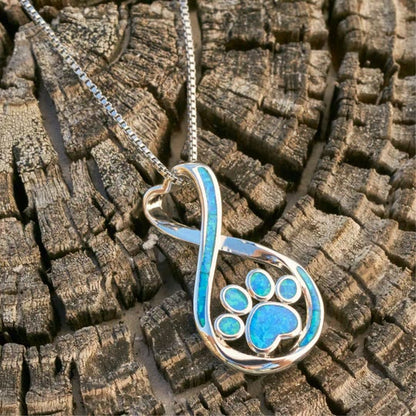Opal Infinity Love Paw Necklace & Earrings