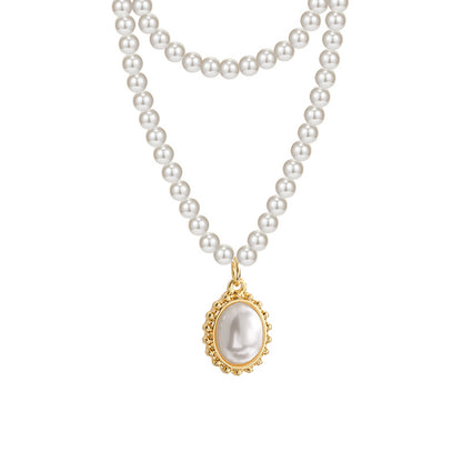 French Vintage Double Pearl Niche High Sense Necklace