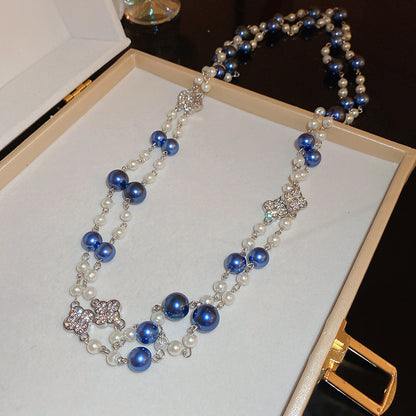 Chroma Zircon Pearl Crystal Long Necklace