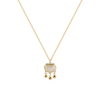 Light Luxury Niche Cat's Eye Ruyi Long Life Lock Titanium Steel Necklace