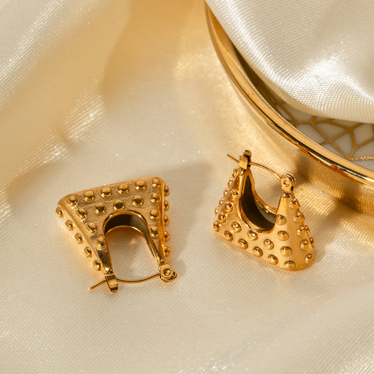 Gold Stainless Steel Polka Dot Handbag Earrings