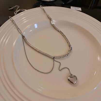 Heart Square Tassel Necklace