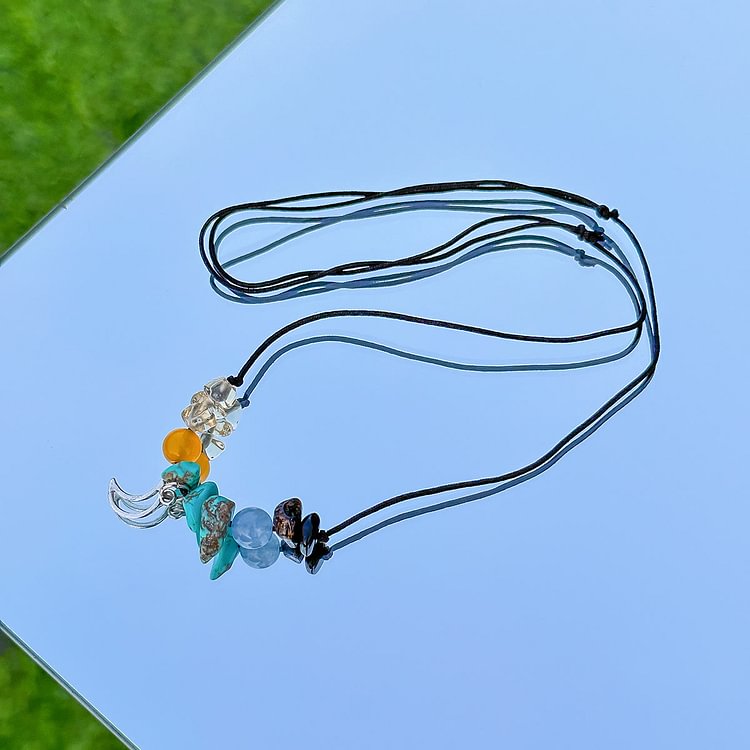 Butterfly Tassel Leather Wax Thread Necklace