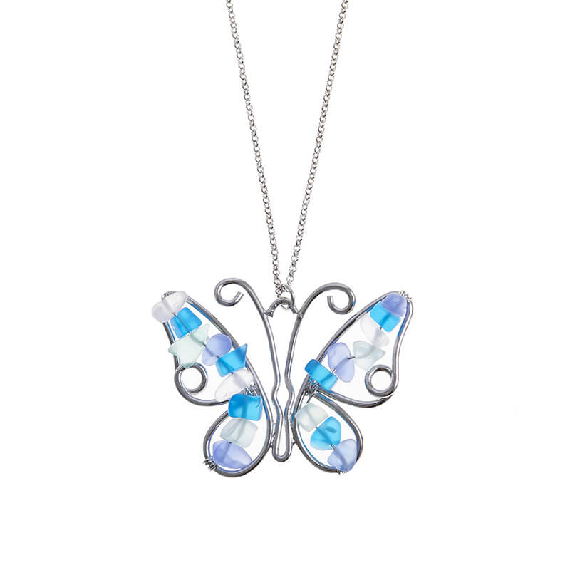 Butterfly & Dolphin Sea Glass Necklace