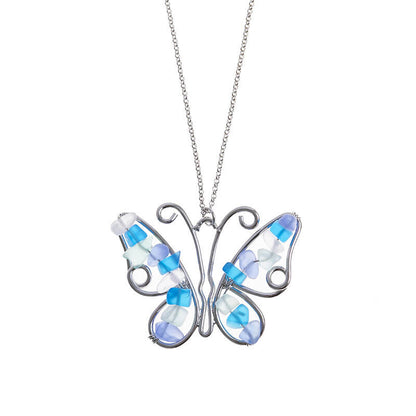 Butterfly & Dolphin Sea Glass Necklace