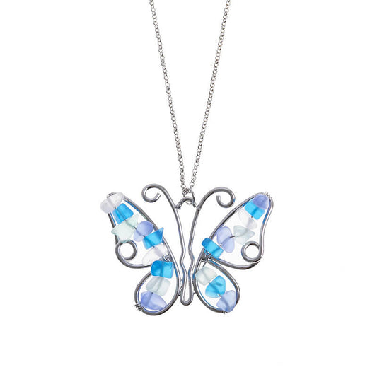 Butterfly & Dolphin Sea Glass Necklace