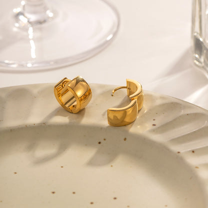 Fashion Exaggerated Glossy Wide Plate Stainless Steel Ear Buckle