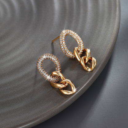 K-plated Gold-plated Interlocking Zircon Earrings