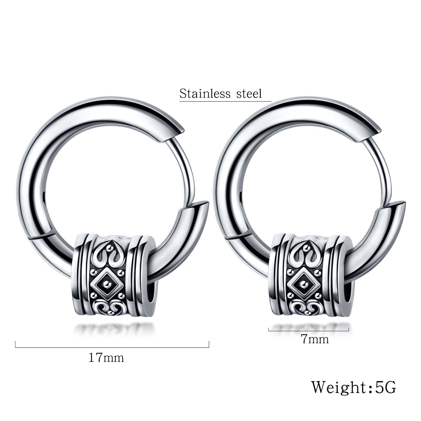 Stainless Steel Viki Totem Ferrule Hoop Earrings