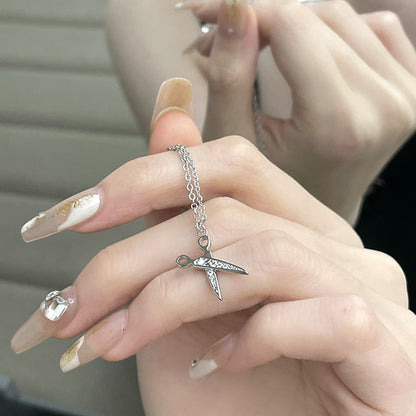 Scissors Full of Drill Design High Sense Necklace