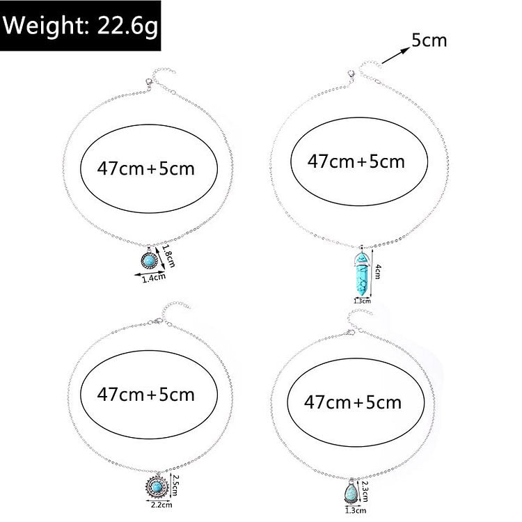 Turquoise Earrings Multi-layered Necklace Set