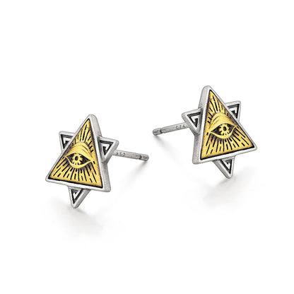 Triangle Eye Of God Sterling Silver Earrings