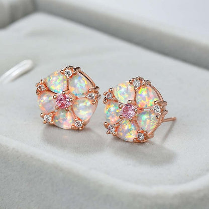 Opal Flower Shaped Earrings