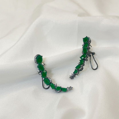 Irregular Oval Shape Green Zircon Earrings