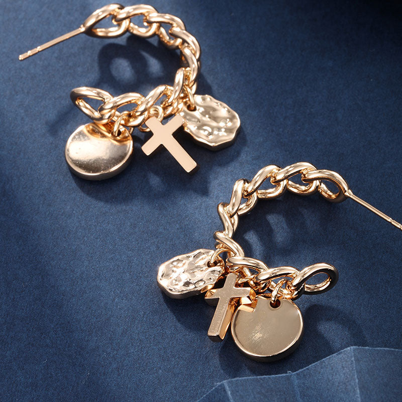 High-end Metal Chain Cross Earrings