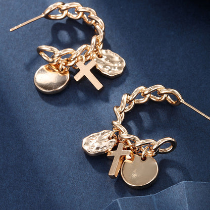 High-end Metal Chain Cross Earrings