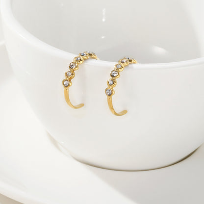 Gold-plated Stainless Steel Zircon Earrings