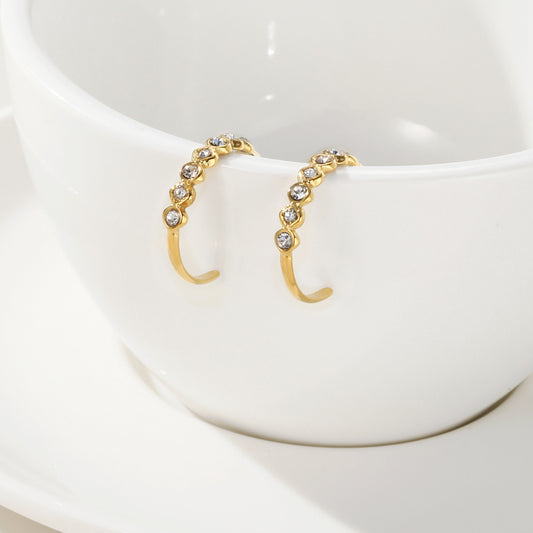 Gold-plated Stainless Steel Zircon Earrings