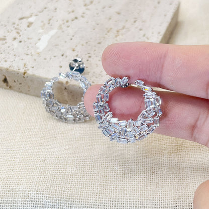 Sugar Shape White Zircon Earrings