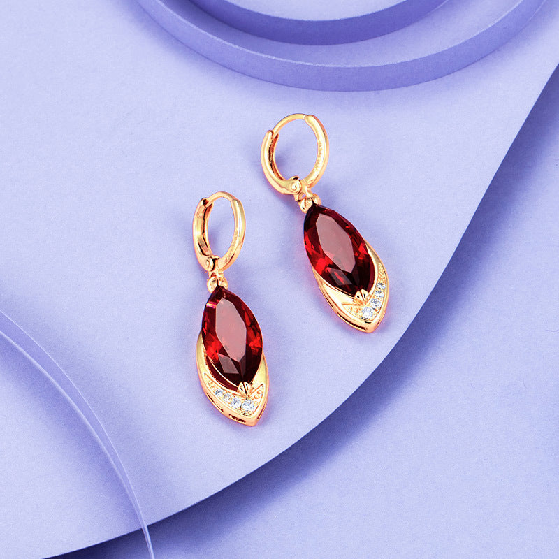 Retro Fashion Imitation Ruby Zircon Earrings