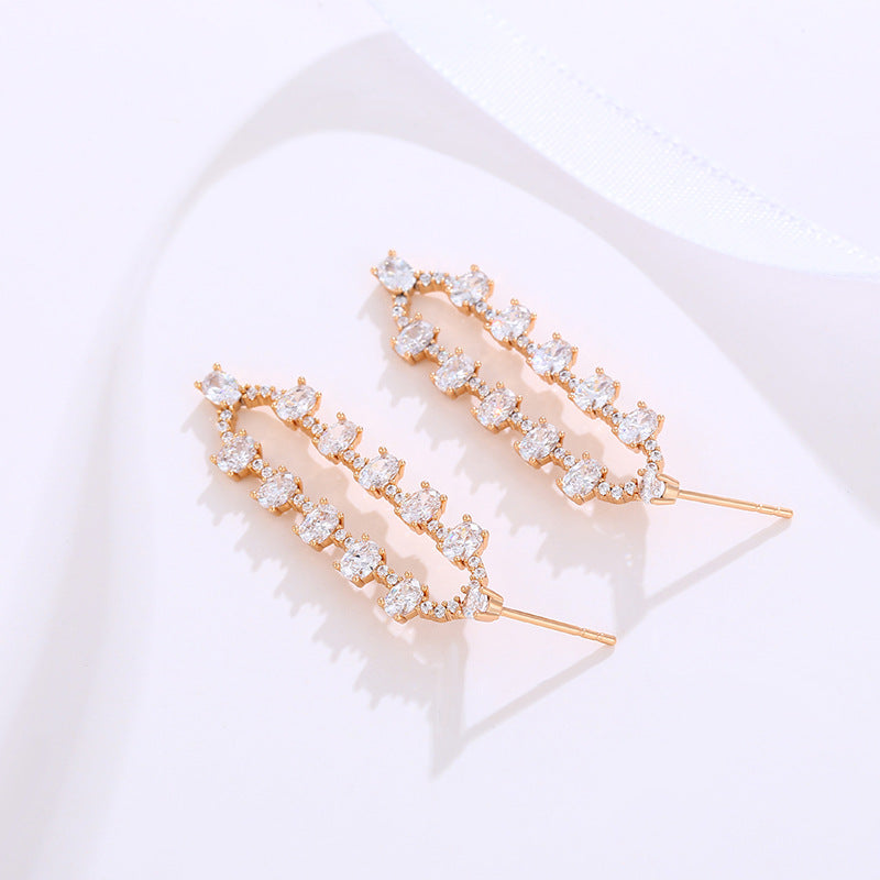 Geometric Oval Micro-studded Zirconia Earrings