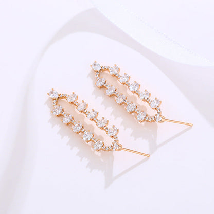 Geometric Oval Micro-studded Zirconia Earrings