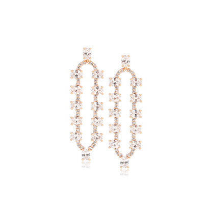 Geometric Oval Micro-studded Zirconia Earrings
