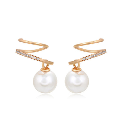 Personalized Spiral Imitation Pearl Earrings