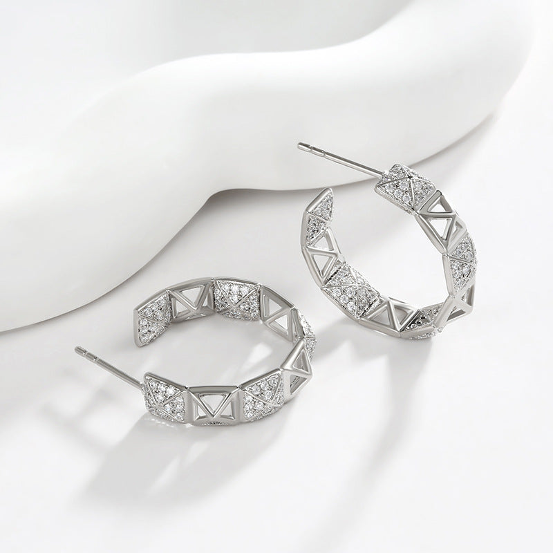 C Earrings with Zircon Fashionable Alloy Earrings