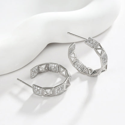 C Earrings with Zircon Fashionable Alloy Earrings