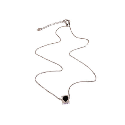 Drop Oil Heart Square Necklace
