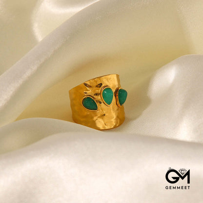 French Vintage Ring with Anomalous Green Gems