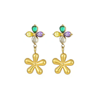 Crystal Zircon Sweet Flower Earrings