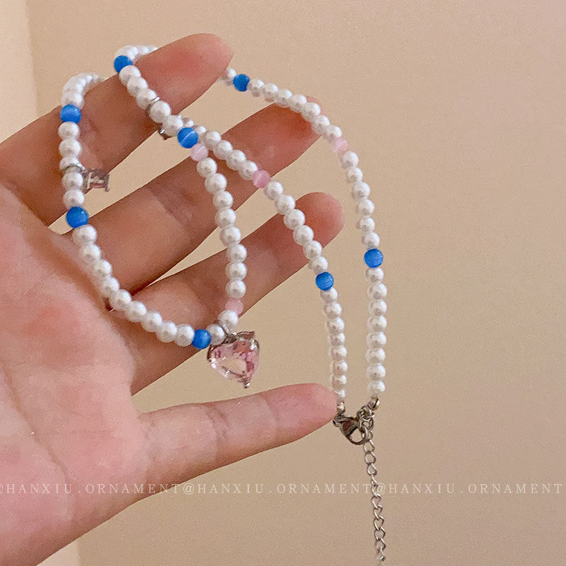 Geometric Love Pearl Necklace