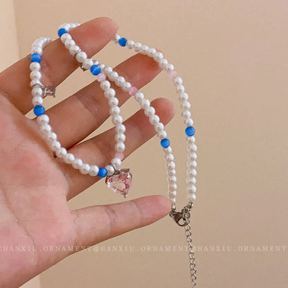 Geometric Love Pearl Necklace