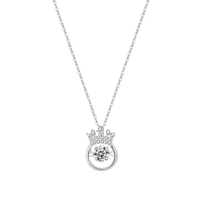 S925 Sterling Silver Crown Zircon Necklace