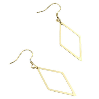 Stainless Steel Geometric Cutout Diamond Earrings