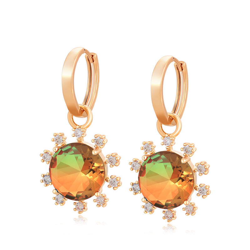 Sunflower Earrings Temperament Long Artificial Colorful Jewelry Earrings