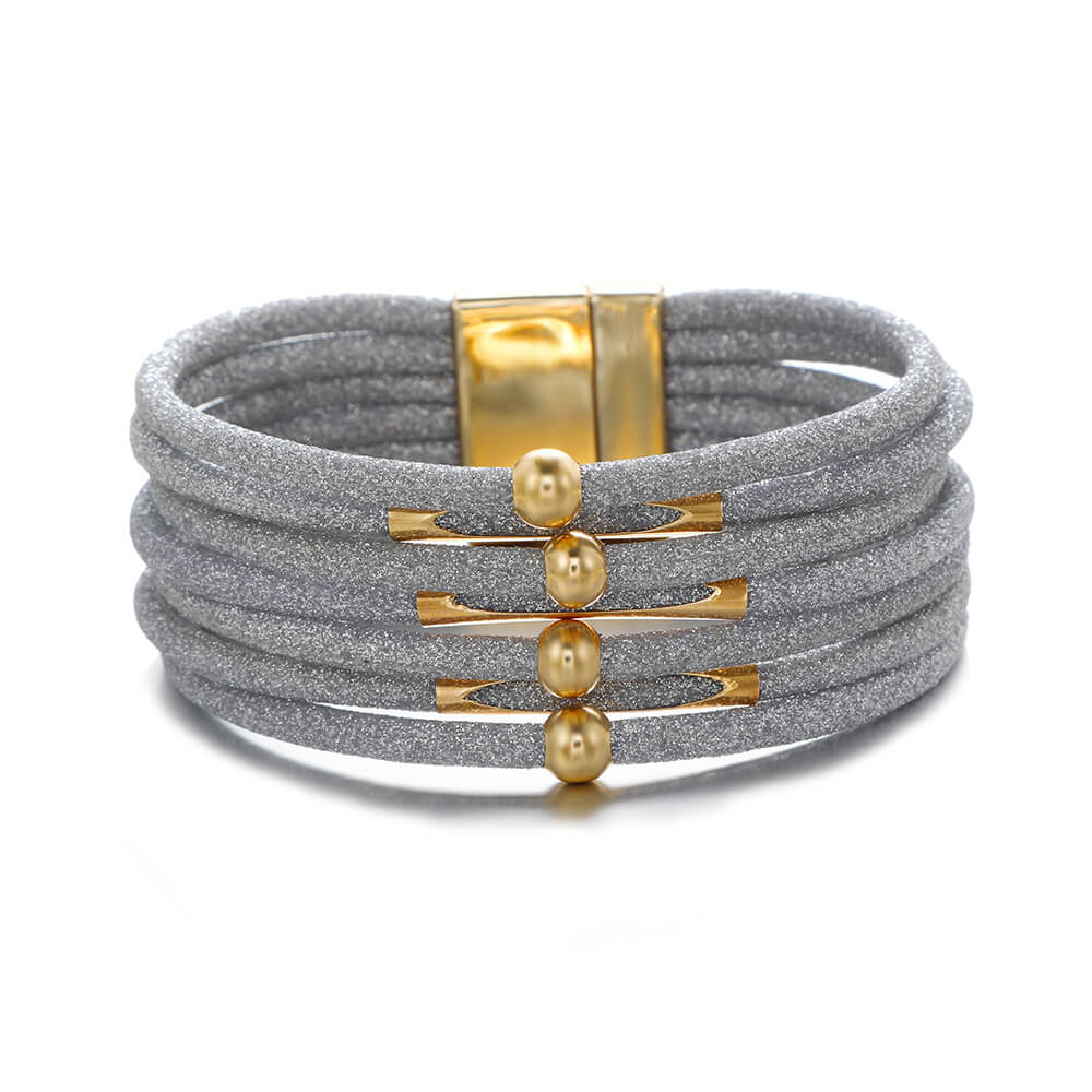 Alloy Leopard Print Magnet Buckle Leather Strap Bracelet